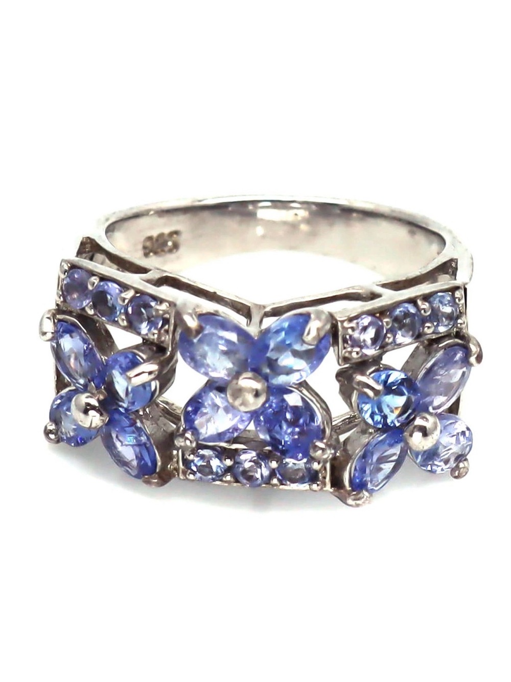 Exquisite 2.91CT Natural Blue Tanzanite 925 Sterling Silver Ring Size 5.75